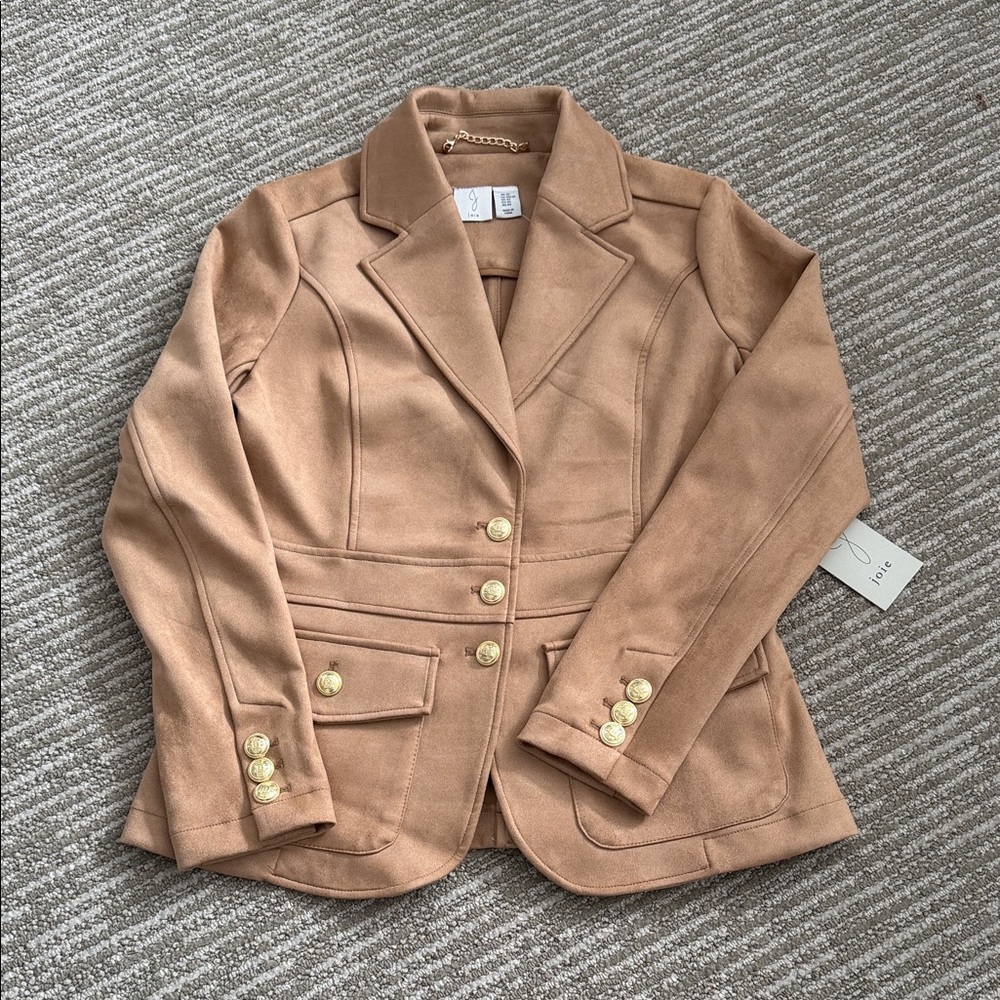 Jolie Tan Blazer with Gold Buttons